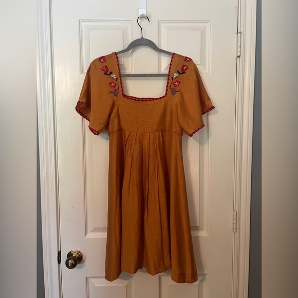 Madewell Floral Embroidered Linen Babydoll Mini Dress Beach XS - Picture 6 of 7